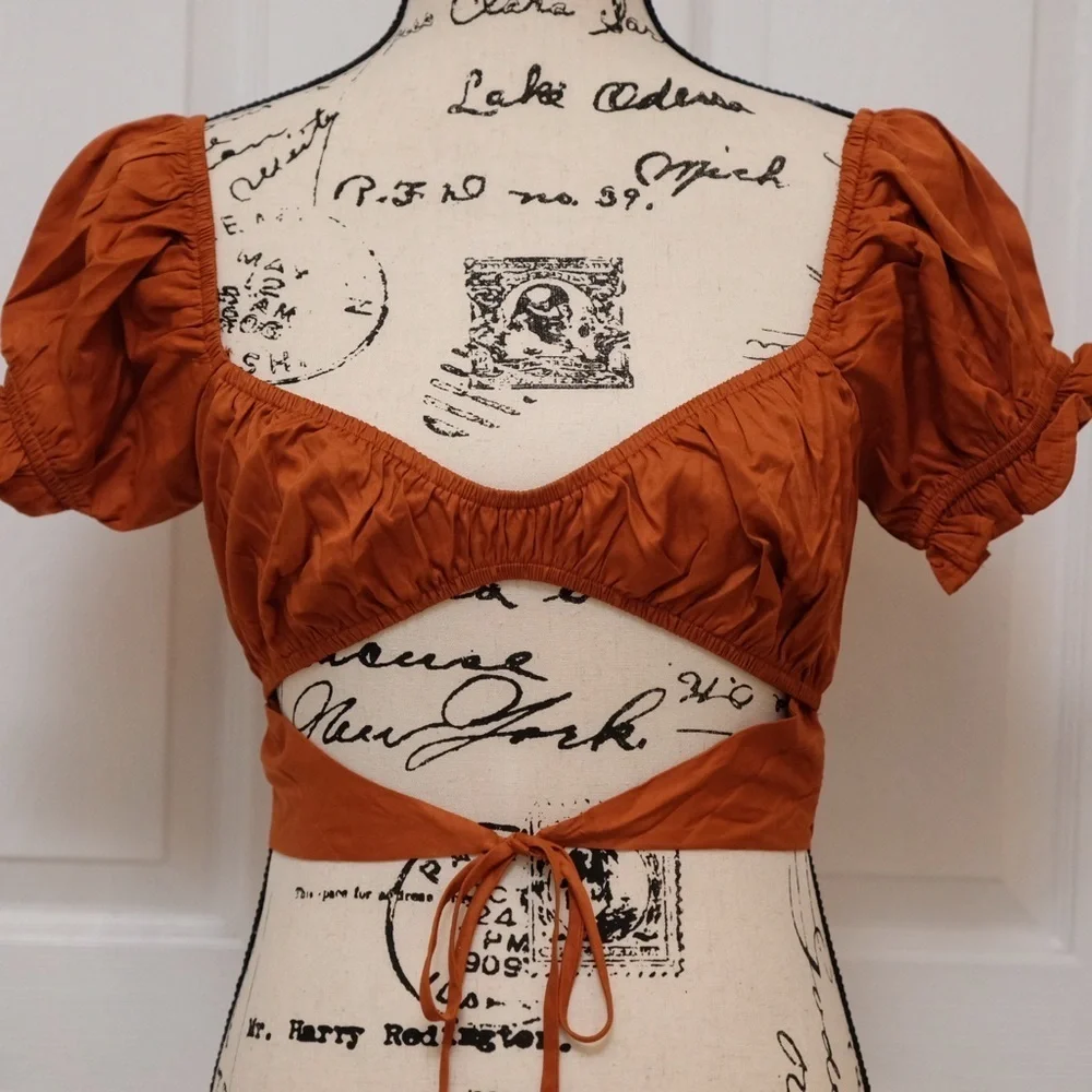 12th tribe sara ginger tie front top Festival - Picture 2 of 10